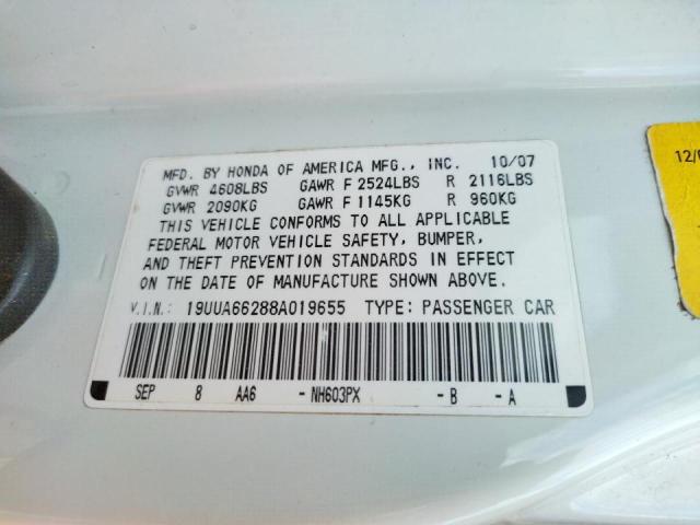 Photo 10 from auction – 2008 ACURA TL with VIN 19UUA66288A019655
