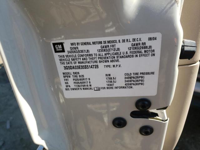Photo 10 from auction – 2005 BUICK RENDEZVOUS with VIN 3G5DA03E35S514728