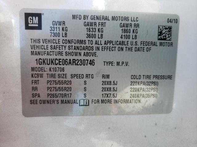 Photo 10 from auction – 2010 GMC YUKON SLT with VIN 1GKUKCE06AR230746
