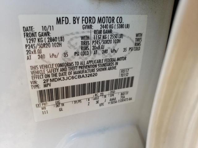 Photo 10 from auction – 2012 FORD EDGE SEL with VIN 2FMDK3JC6CBA32620