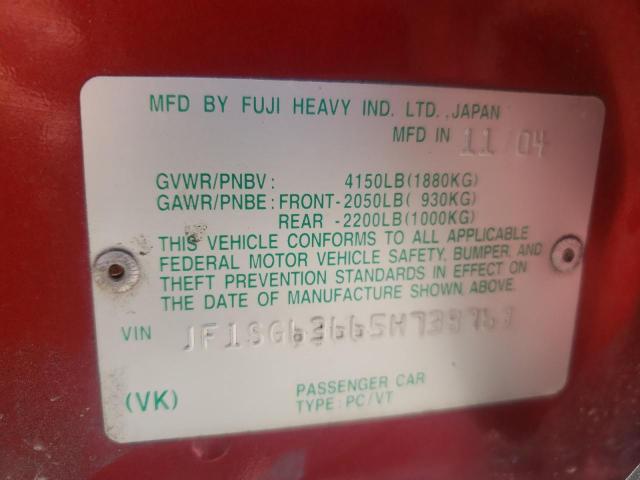 Photo 10 from auction – 2005 SUBARU FORESTER 2 with VIN JF1SG63665H738763