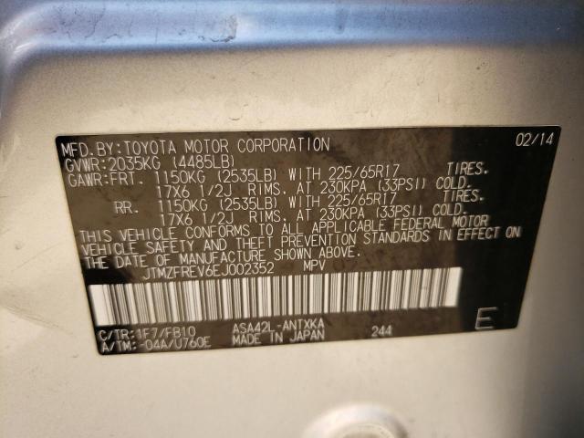 Photo 10 from auction – 2014 TOYOTA RAV4 LE with VIN JTMZFREV6EJ002352