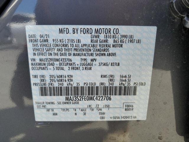 Photo 10 from auction – 2021 FORD ECOSPORT S with VIN MAJ3S2FE0MC422706