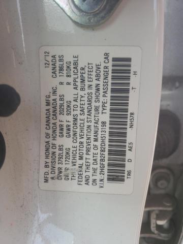 Photo 10 from auction – 2013 HONDA CIVIC EX with VIN 2HGFB2F82DH513198