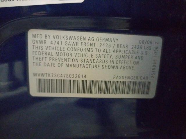 Photo 10 from auction – 2007 VOLKSWAGEN PASSAT 2.0 with VIN WVWTK73C47E022814