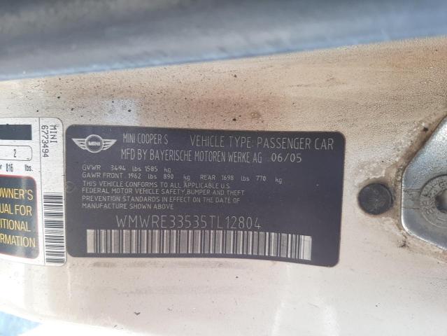 Photo 10 from auction – 2005 MINI COOPER S with VIN WMWRE33535TL12804