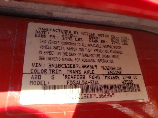 Photo 10 from auction – 2007 NISSAN VERSA S with VIN 3N1BC13E87L382369