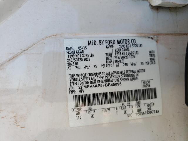 Photo 10 from auction – 2015 FORD EDGE SPORT with VIN 2FMPK4AP5FBB45095