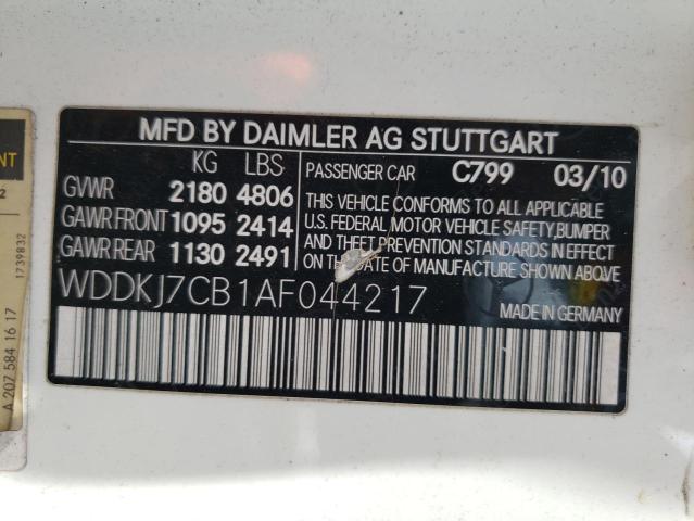 Photo 10 from auction – 2010 MERCEDES-BENZ E 550 with VIN WDDKJ7CB1AF044217