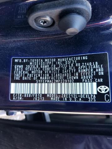 Photo 10 from auction – 2021 TOYOTA COROLLA LE with VIN 5YFEPMAE2MP229102
