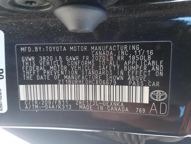 Photo 10 from auction – 2017 TOYOTA COROLLA L with VIN 2T1BURHE0HC802667