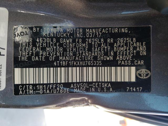 Photo 10 from auction – 2017 TOYOTA CAMRY LE with VIN 4T1BF1FKXHU765335
