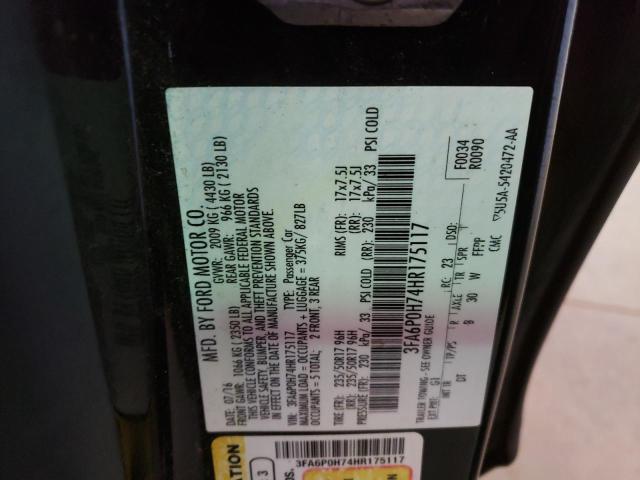 Photo 10 from auction – 2017 FORD FUSION with VIN 3FA6P0H74HR175117