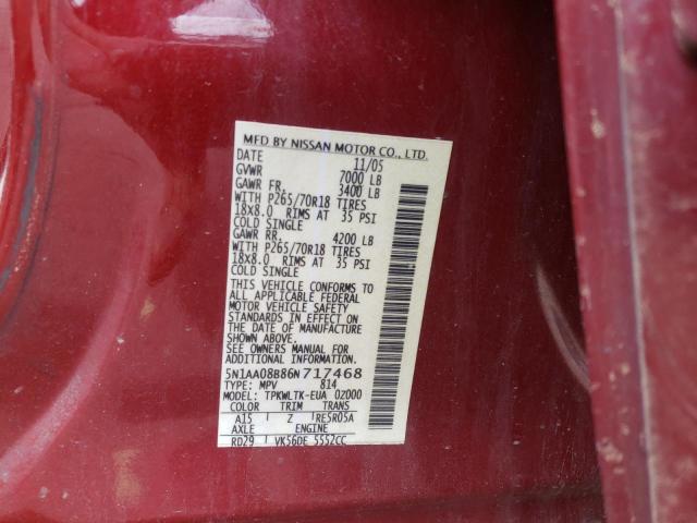 Photo 10 from auction – 2006 NISSAN ARMADA SE with VIN 5N1AA08B86N717468