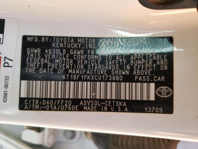 Photo 10 from auction – 2012 TOYOTA CAMRY BASE with VIN 4T1BF1FKXCU173880
