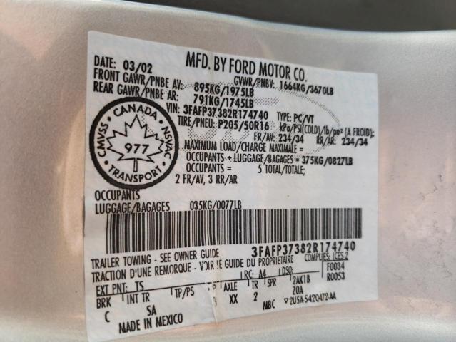 Photo 10 from auction – 2002 FORD FOCUS ZX5 with VIN 3FAFP37382R174740
