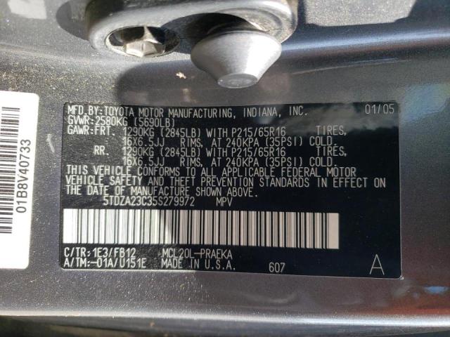 Photo 10 from auction – 2005 TOYOTA SIENNA CE with VIN 5TDZA23C35S279972