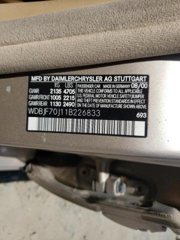 Photo 10 from auction – 2001 MERCEDES-BENZ E 430 with VIN WDBJF70J11B226833