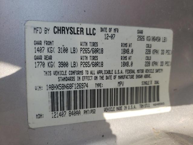 Photo 10 from auction – 2008 CHRYSLER ASPEN LIMI with VIN 1A8HX58N68F126974