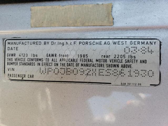 Photo 10 from auction – 1984 PORSCHE 928 S with VIN WP0JB092XES861930