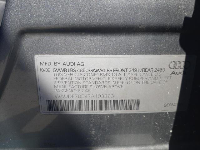 Photo 10 from auction – 2007 AUDI A4 2.0T QU with VIN WAUDF78E97A103363