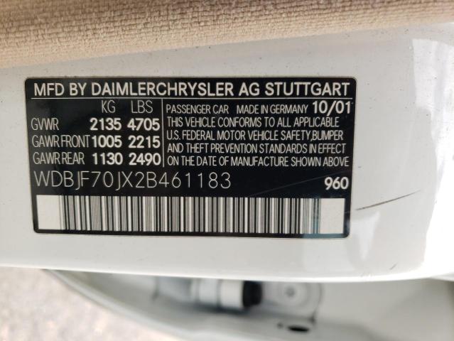 Photo 10 from auction – 2002 MERCEDES-BENZ E 430 with VIN WDBJF70JX2B461183