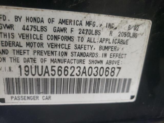 Photo 10 from auction – 2003 ACURA 3.2TL with VIN 19UUA56623A030687