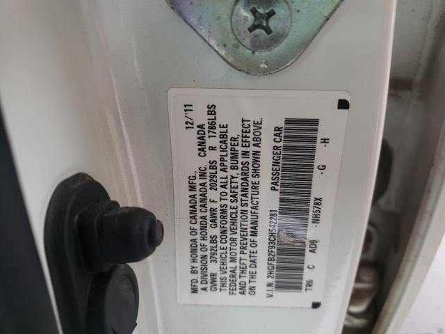 Photo 10 from auction – 2012 HONDA CIVIC EXL with VIN 2HGFB2F93CH542281