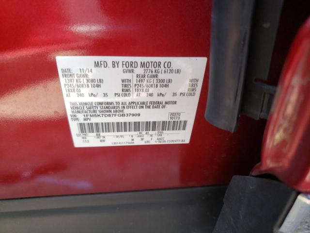 Photo 10 from auction – 2015 FORD EXPLORER X with VIN 1FM5K7D87FGB37909