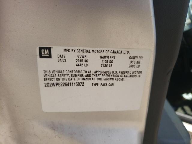 Photo 10 from auction – 2004 PONTIAC GRAND PRIX with VIN 2G2WP522741150154