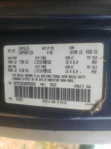 Photo 10 from auction – 1992 DODGE D-SERIES D with VIN 3B7ME33C6NM555839