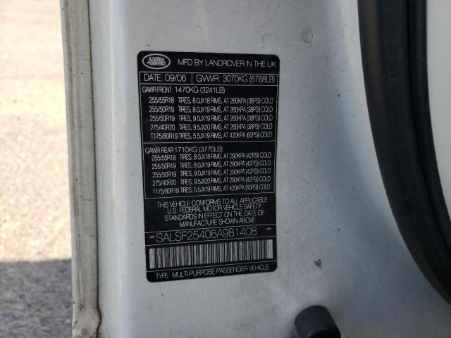 Photo 10 from auction – 2006 LAND ROVER RANGE ROVE with VIN SALSF25406A981408