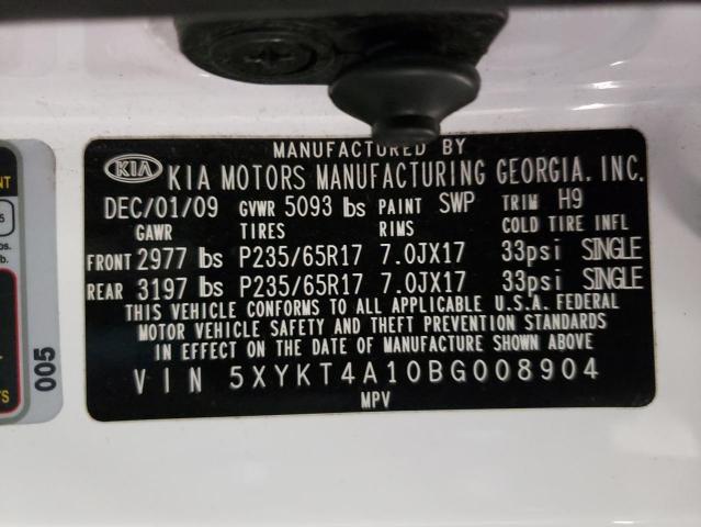 Photo 10 from auction – 2011 KIA SORENTO BA with VIN 5XYKT4A10BG008904