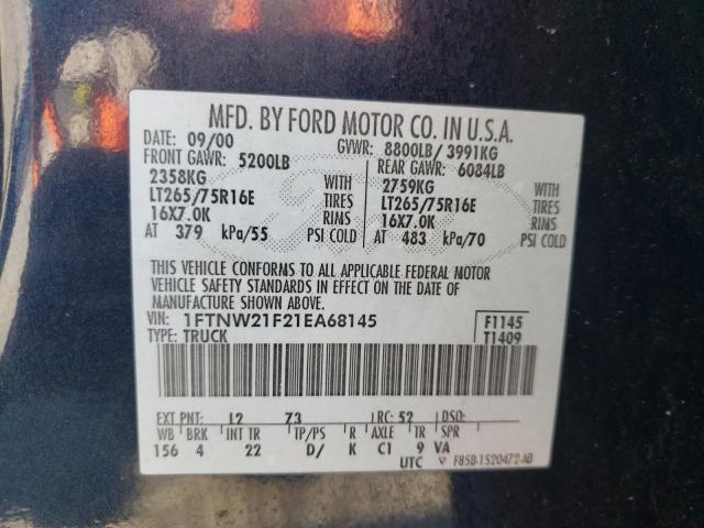 Photo 10 from auction – 2001 FORD F250 SUPER with VIN 1FTNW21F21EA68145