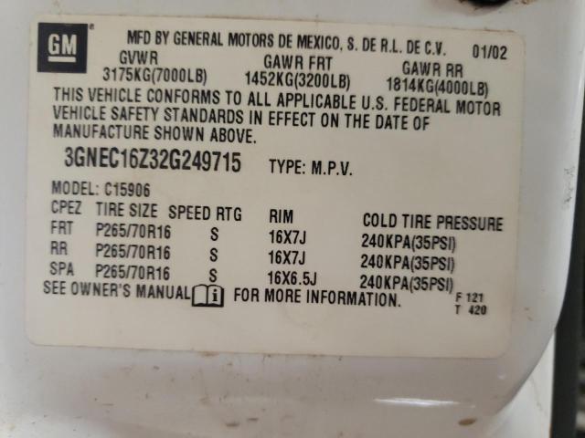 Photo 10 from auction – 2002 CHEVROLET SUBURBAN C with VIN 3GNEC16Z32G249715