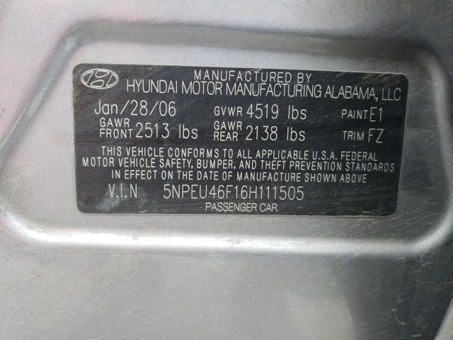 Photo 10 from auction – 2006 HYUNDAI SONATA GLS with VIN 5NPEU46F16H111505
