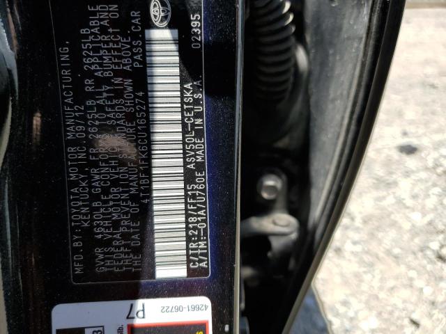 Photo 10 from auction – 2012 TOYOTA CAMRY BASE with VIN 4T1BF1FK6CU165274