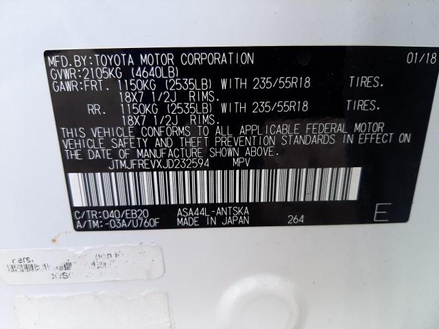 Photo 10 from auction – 2018 TOYOTA RAV4 4D 4W with VIN JTMJFREVXJD232594