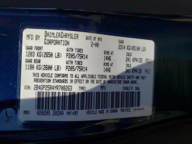 Photo 10 from auction – 2000 DODGE CARAVAN with VIN 2B4GP25R4YR708263