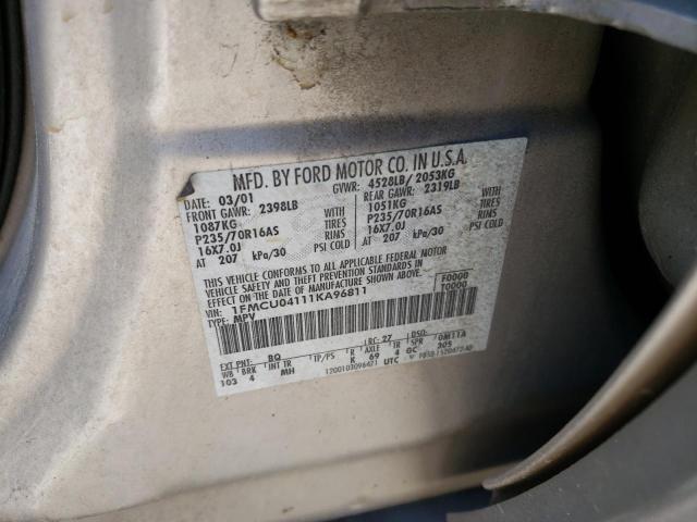 Photo 10 from auction – 2001 FORD ESCAPE XLT with VIN 1FMCU04111KA96811