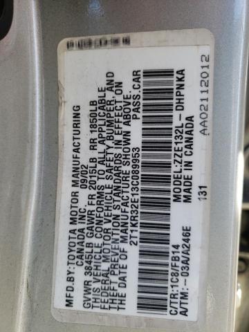 Photo 10 from auction – 2003 TOYOTA COROLLA MA with VIN 2T1KR32E13C089953