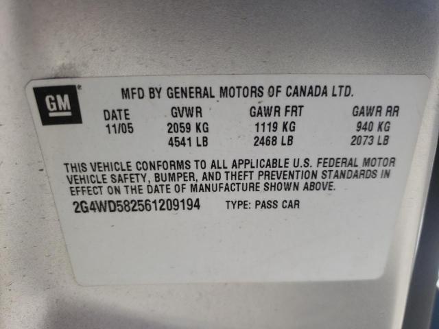 Photo 10 from auction – 2006 BUICK LACROSSE C with VIN 2G4WD582561209194