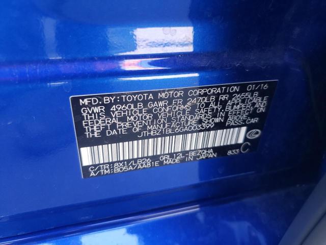 Photo 10 from auction – 2016 LEXUS GS 350 BAS with VIN JTHBZ1BL6GA003399