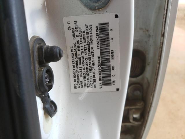Photo 10 from auction – 2012 HONDA CIVIC LX with VIN 2HGFB2F54CH503003