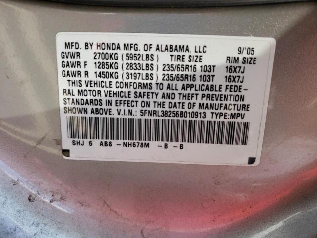 Photo 10 from auction – 2006 HONDA ODYSSEY LX with VIN 5FNRL38256B010913