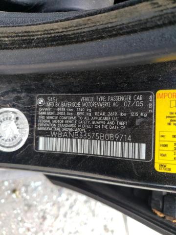 Photo 10 from auction – 2005 BMW 545 I with VIN WBANB33575B089714