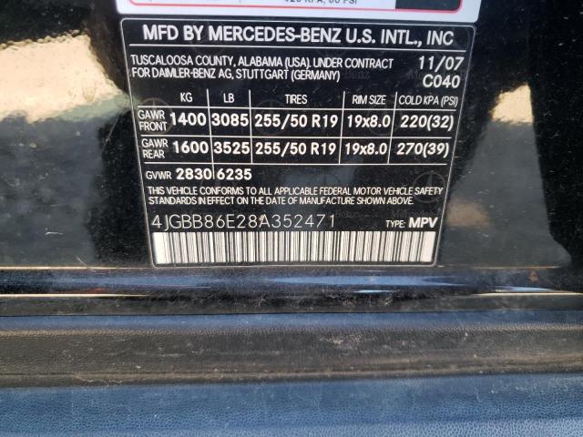 Photo 10 from auction – 2008 MERCEDES-BENZ ML 350 with VIN 4JGBB86E28A352471