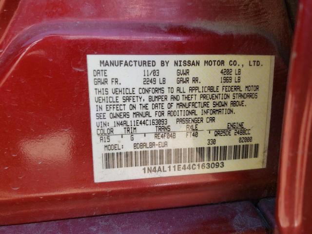 Photo 10 from auction – 2004 NISSAN ALTIMA with VIN 1N4AL11E44C163093