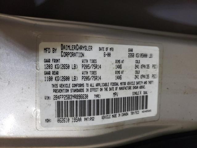 Photo 10 from auction – 2000 DODGE CARAVAN with VIN 2B4FP25B3YR896630