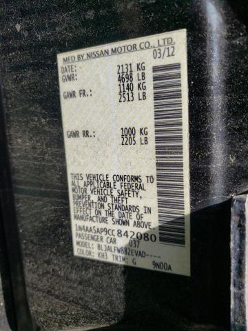 Photo 10 from auction – 2012 NISSAN MAXIMA S with VIN 1N4AA5AP9CC842080